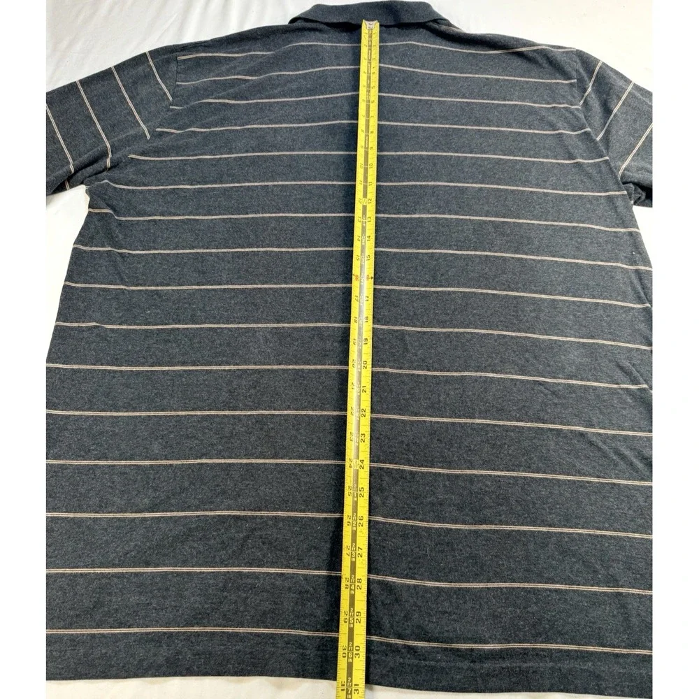 Polo‎ Ralph Lauren Shirt Mens XL Charcoal Striped Rugby Polo 100% Pima Cotton